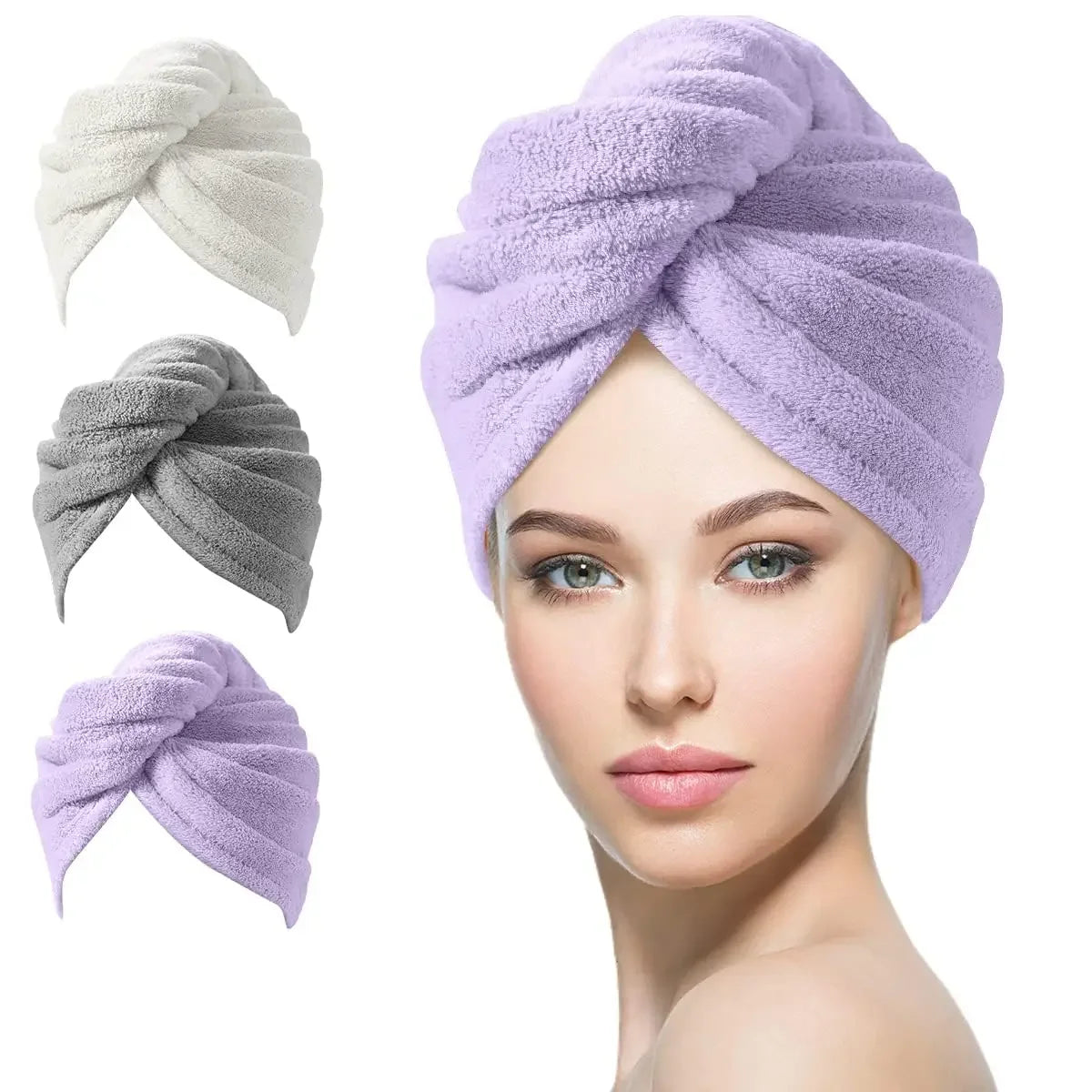 3 Pack dry hair towel, with buckle, super absorbent