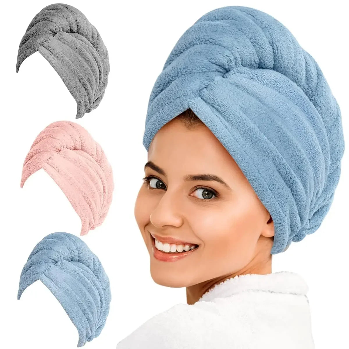 3 Pack dry hair towel, with buckle, super absorbent