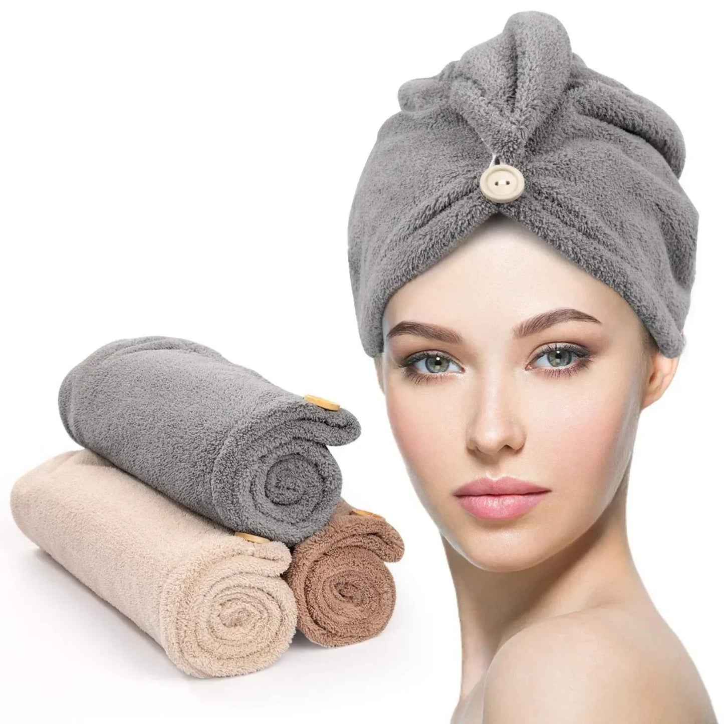 3 Pack dry hair towel, with buckle, super absorbent