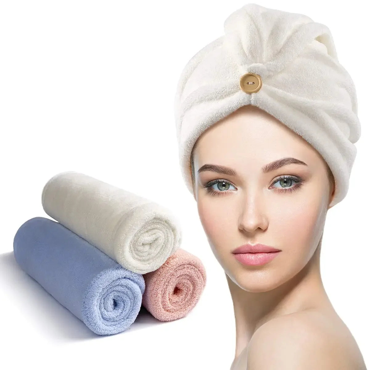 3 Pack dry hair towel, with buckle, super absorbent