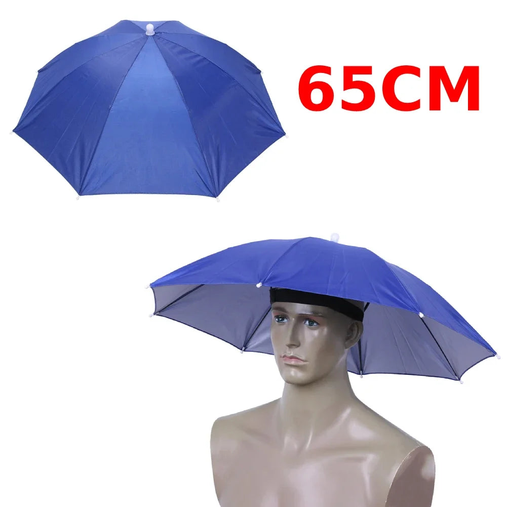 Outdoor Head Umbrella Hat Anti-Rain Anti-Sun Headwear Sun CAP Foldable Fishing Golf Cycling Hiking Camping Shade Umbrella Hat