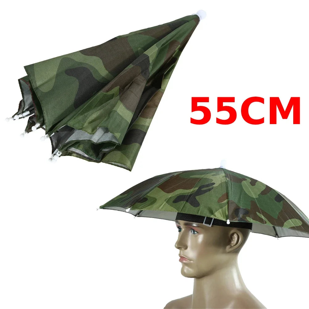 Outdoor Head Umbrella Hat Anti-Rain Anti-Sun Headwear Sun CAP Foldable Fishing Golf Cycling Hiking Camping Shade Umbrella Hat