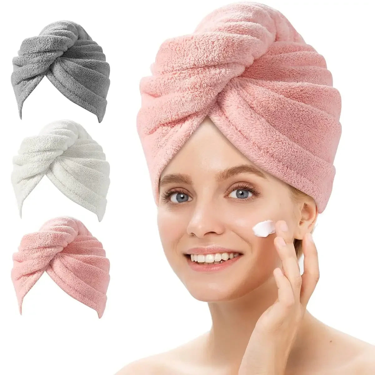 3 Pack dry hair towel, with buckle, super absorbent